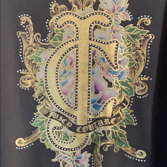 Juicy Couture Gray Logo Rhinestone Crewneck Sweatshirt Women's Size Large - Picture 3 of 5